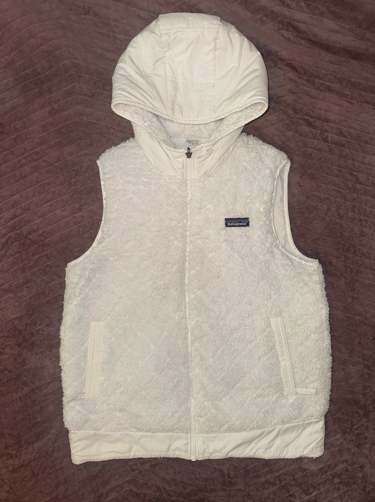 Patagonia Los Gatos Reversible Fleece Hooded Quilted Vest, Ophalen of Verzenden, Zo goed als nieuw, Maat 38/40 (M), Wit