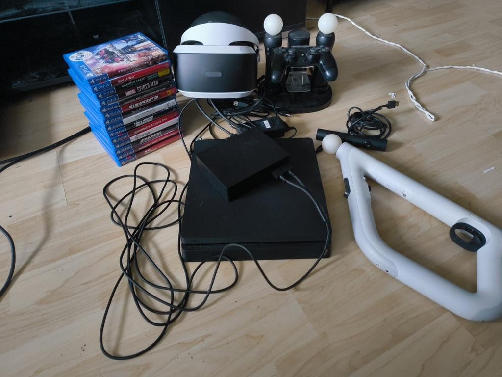 PS4 500GB met PS VR, controllers, camera en 15 games, Ophalen of Verzenden, Gebruikt, Zwart, Met camera