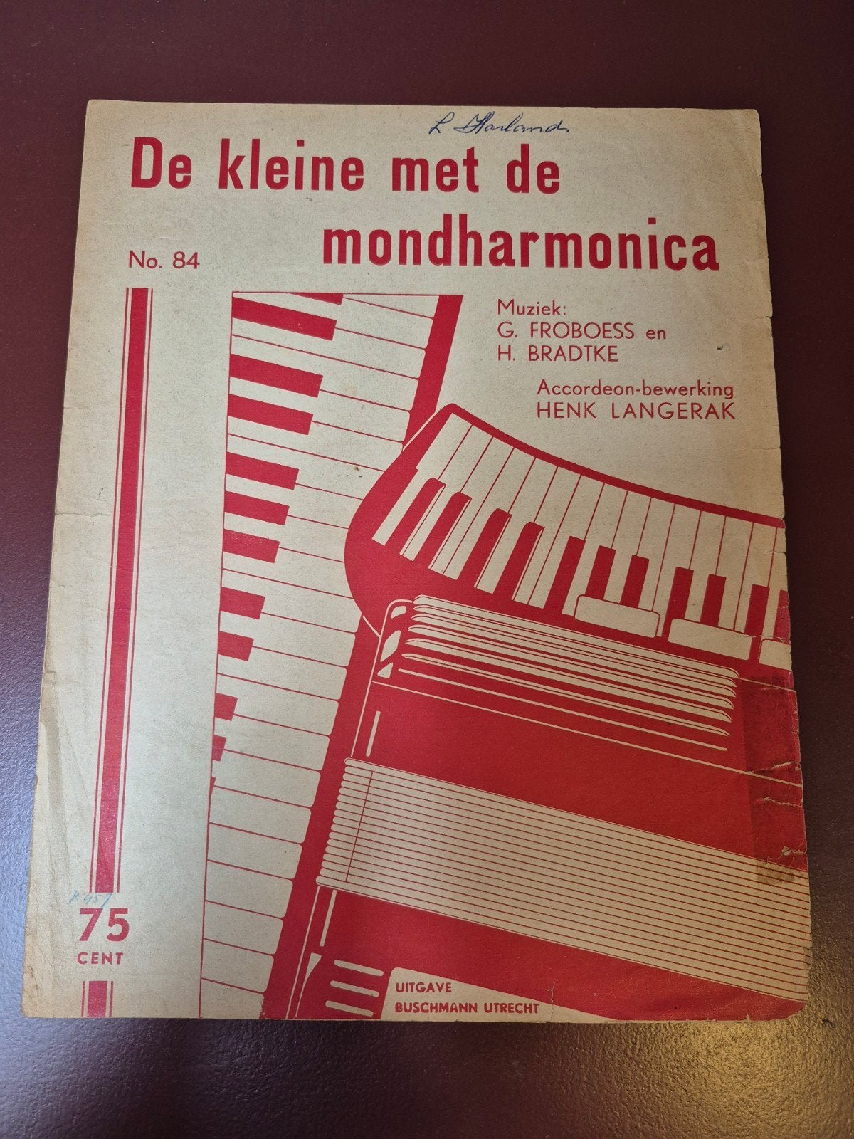 De kleine met de mondharmonica - Accordeon bladmuziek, Gebruikt, Overige genres, Ophalen of Verzenden, Accordeon