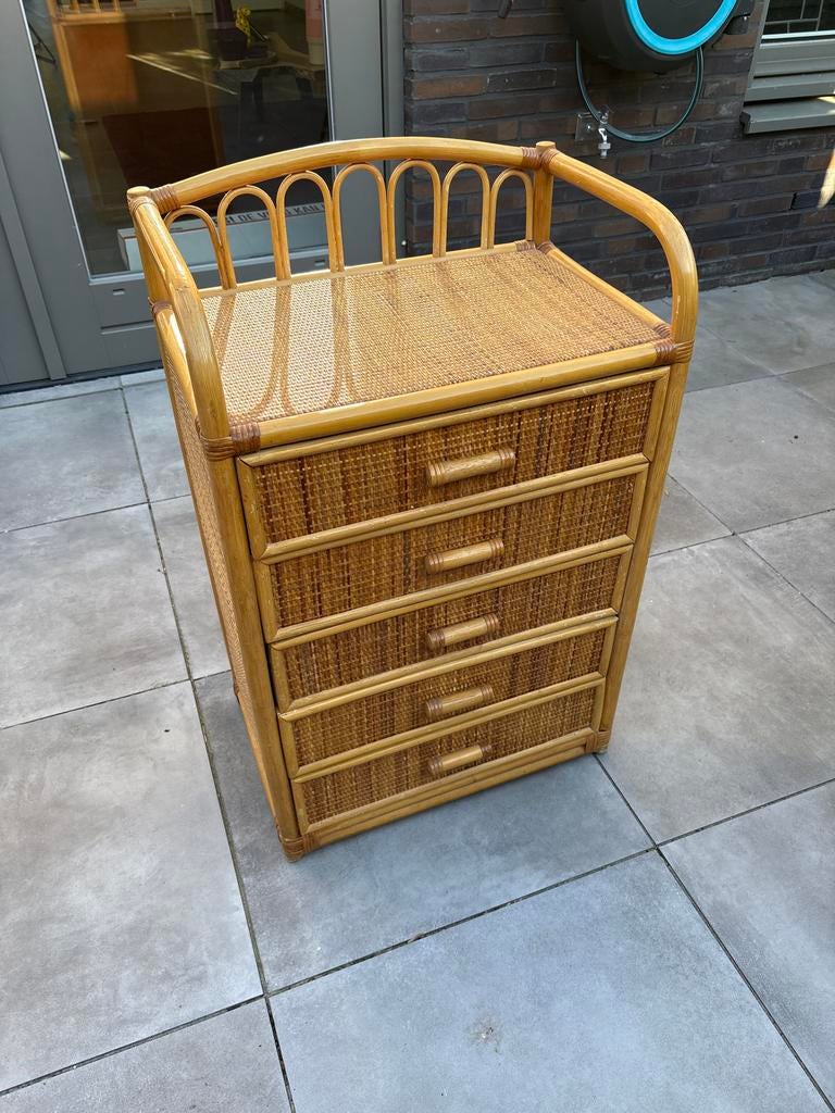 Rotan ladekastje met 5 laden, Huis en Inrichting, Kasten | Ladekasten, Ophalen, Minder dan 50 cm, Gebruikt, 5 laden of meer