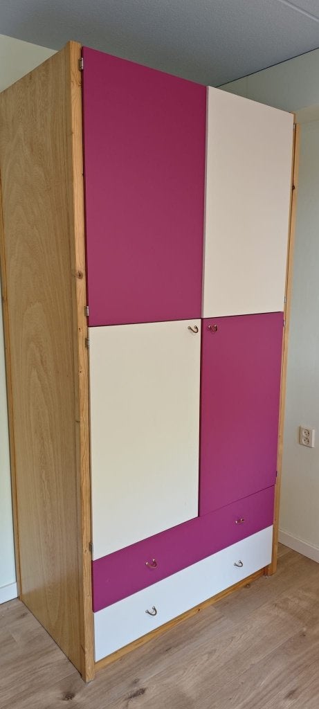Lundia Kinder Kledingkast Rose/wit, Gebruikt, 200 cm of meer, 50 tot 100 cm, Grenenhout