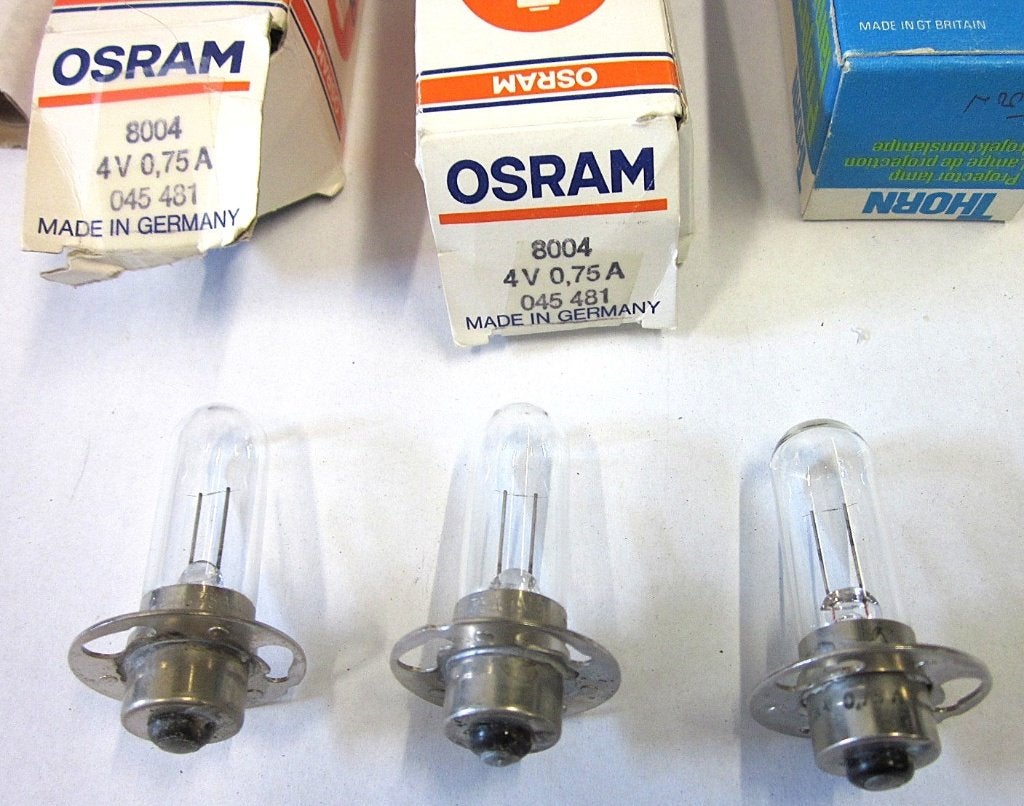 4 Toonlampen Osram 4 Volt-0,75 Amp. voor 16mm projectors, Audio, Tv en Foto, Ophalen, 16mm film