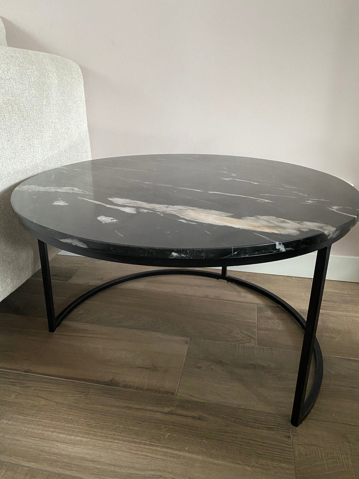 Bijzettafel met blad van marmer, Ophalen, Gebruikt, 50 tot 100 cm, Rond