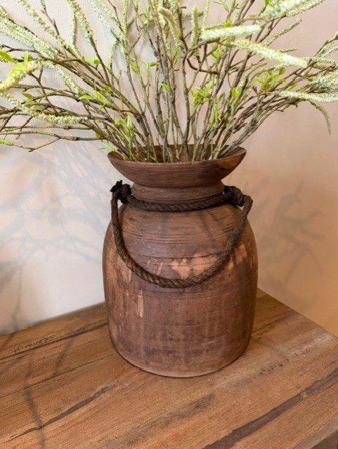 Nepalese pot met touw, Huis en Inrichting, Woonaccessoires | Vazen, Overige kleuren, Aardewerk of Porselein, Nieuw, Ophalen of Verzenden