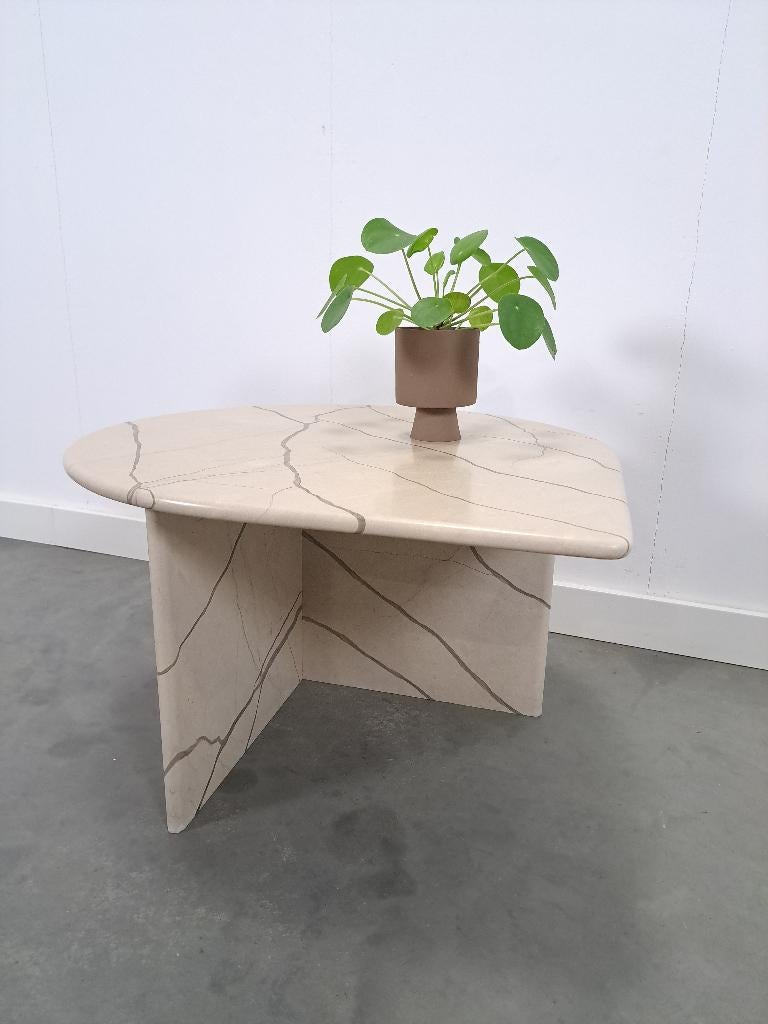 Marmeren druppelvormige tafel vintage salontafel, Huis en Inrichting, Tafels | Salontafels, Overige materialen, Gebruikt, 50 tot 100 cm