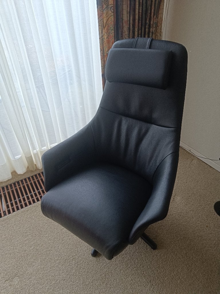 Luxe Zwart Lederen Sta-Op Stoel Brunella 5000, Ophalen, Minder dan 75 cm, Leer, Zo goed als nieuw