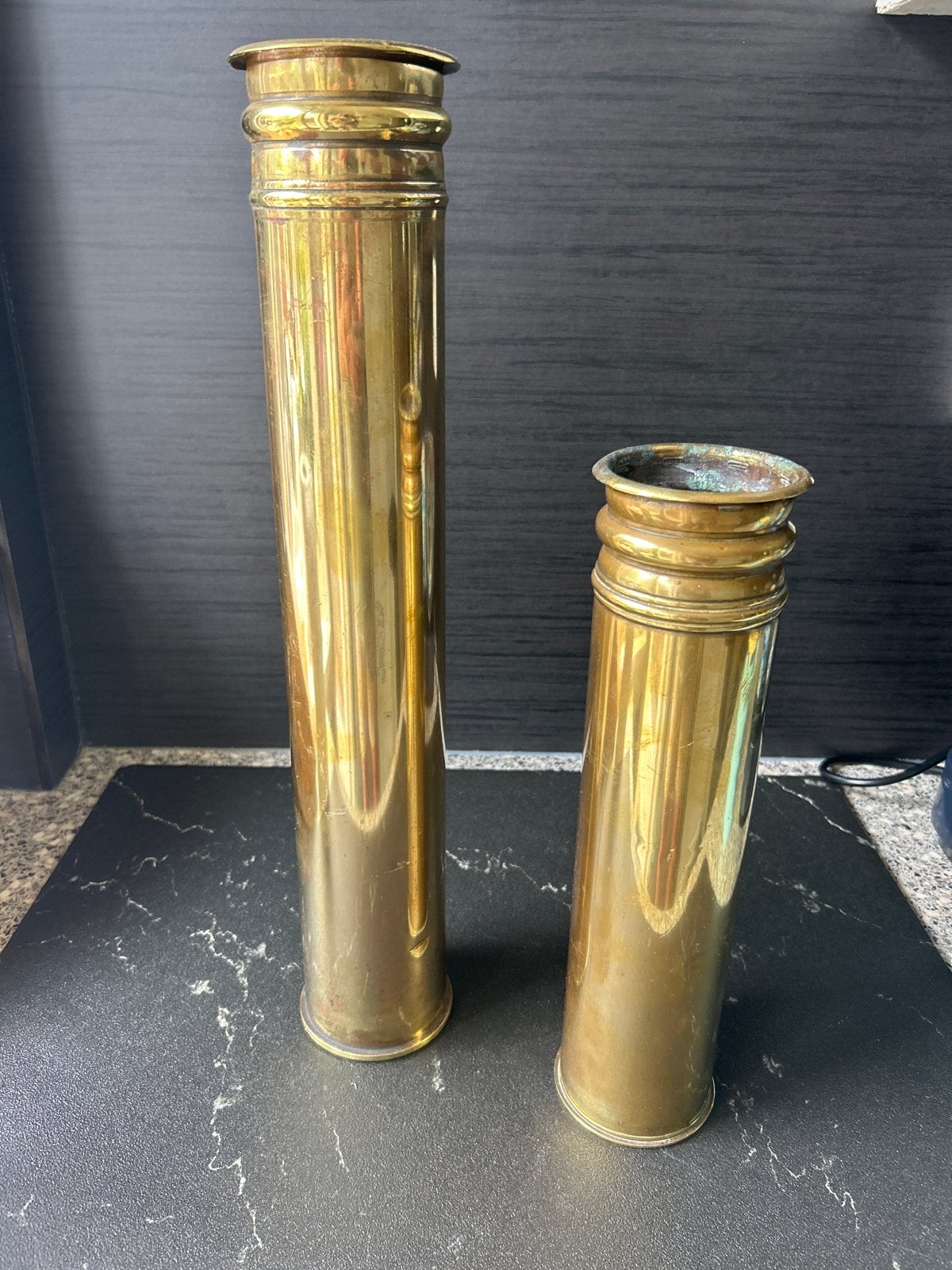 Twee messing hulzen 7.5 MM M26 en 7.5 MM M13 uit 1943, Ophalen of Verzenden, Overige soorten, Overige gebieden, Hulzen of Bodemvondsten