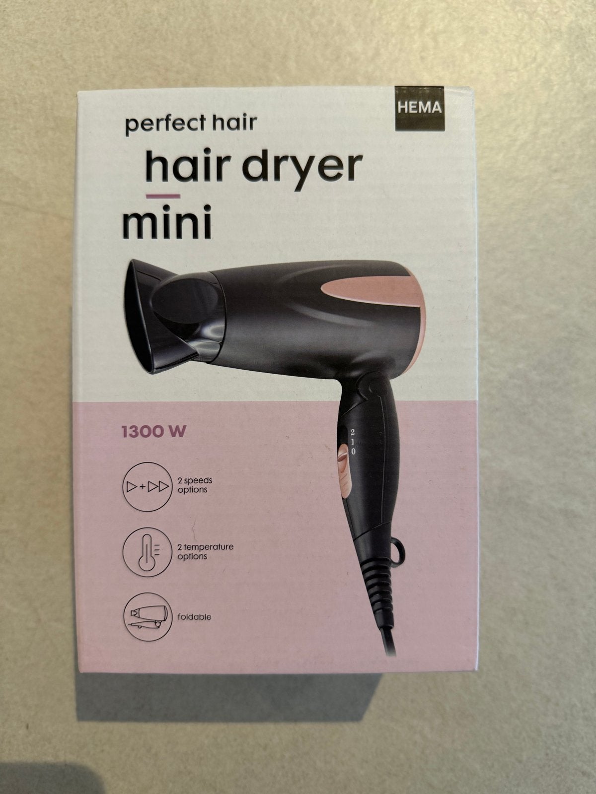 Hema Perfect Hair Mini Föhn 1300W - Nieuw in doos, Ophalen of Verzenden, Nieuw, Haarverzorging