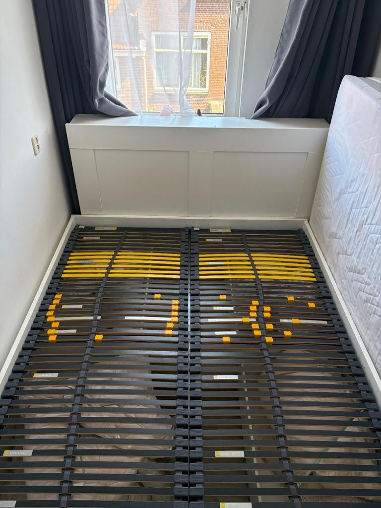 IKEA BRIMNES 160x200 MET LADES TWEEPERSOONS, Huis en Inrichting, Slaapkamer | Bedden, Ophalen, Wit, Tweepersoons, 140 cm