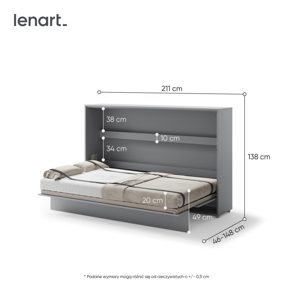 Concept opklapbed horizontaal - 120x200 - Grijs, Niet ingevuld, Niet ingevuld, Niet ingevuld