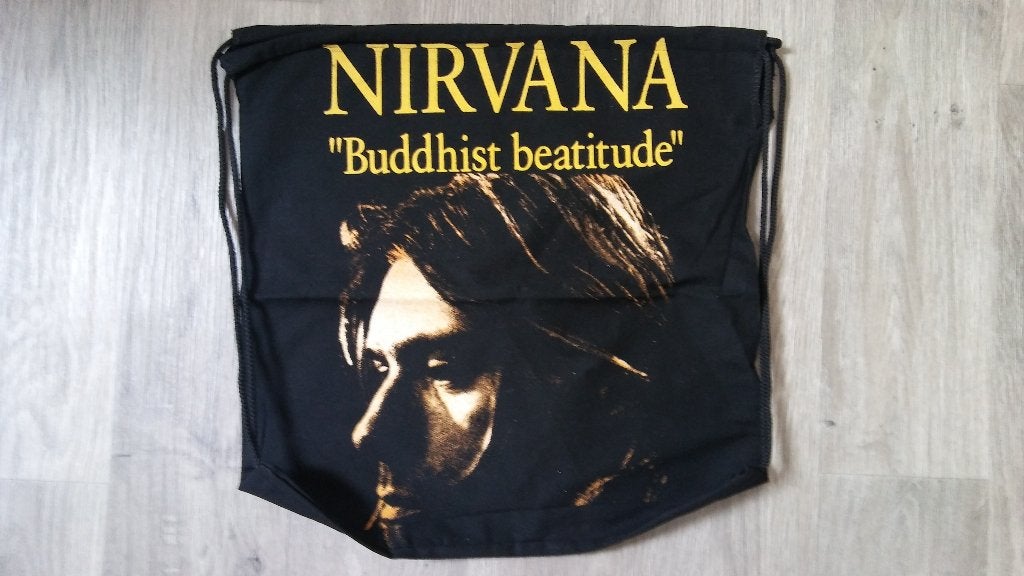 Nirvana Kurt Cobain rock metal tas tasje muziek logo stof, Verzamelen, Ophalen of Verzenden, Zo goed als nieuw, Gebruiksvoorwerp