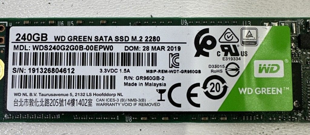 WD Green 240GB M.2 SSD (WDS240G2G0B) / upgrade/opslag, Intern, Nieuw, 240GB, Laptop