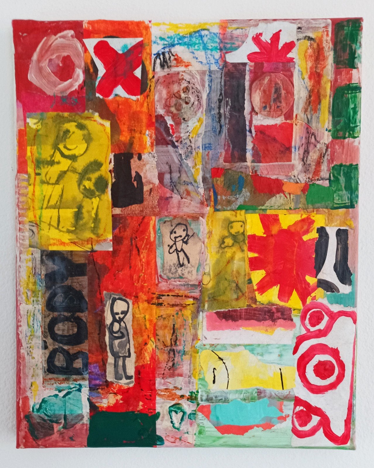 Abstract schilderij (mixed media), Ophalen of Verzenden