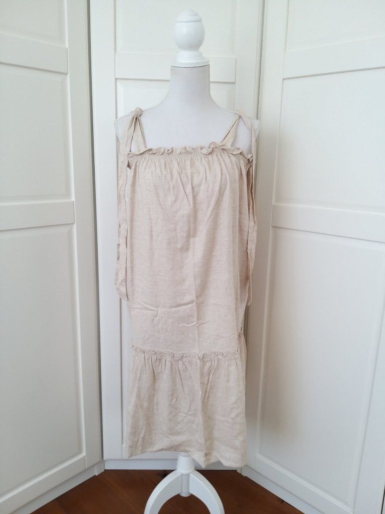 Smashed Lemon nieuwe beige mouwloze jurk met linnen L XL, Kleding | Dames, Jurken, Beige, Maat 46/48 (XL) of groter, Nieuw, Ophalen of Verzenden