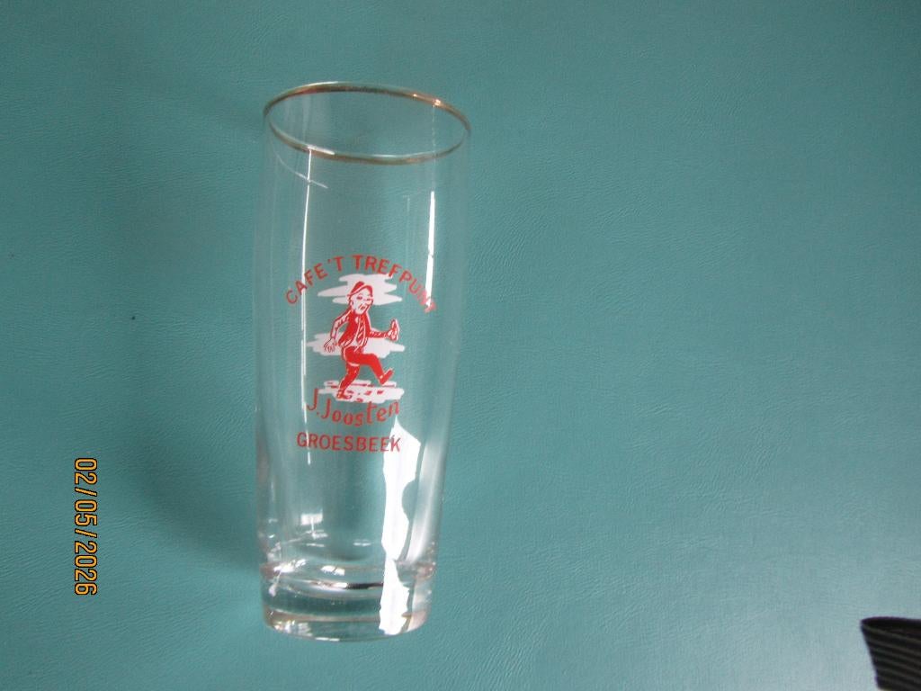Zeldzaam Glas,Café ,t Trefpunt J.Joosten Groesbeek, Ophalen of Verzenden, Gebruikt, Bierglas