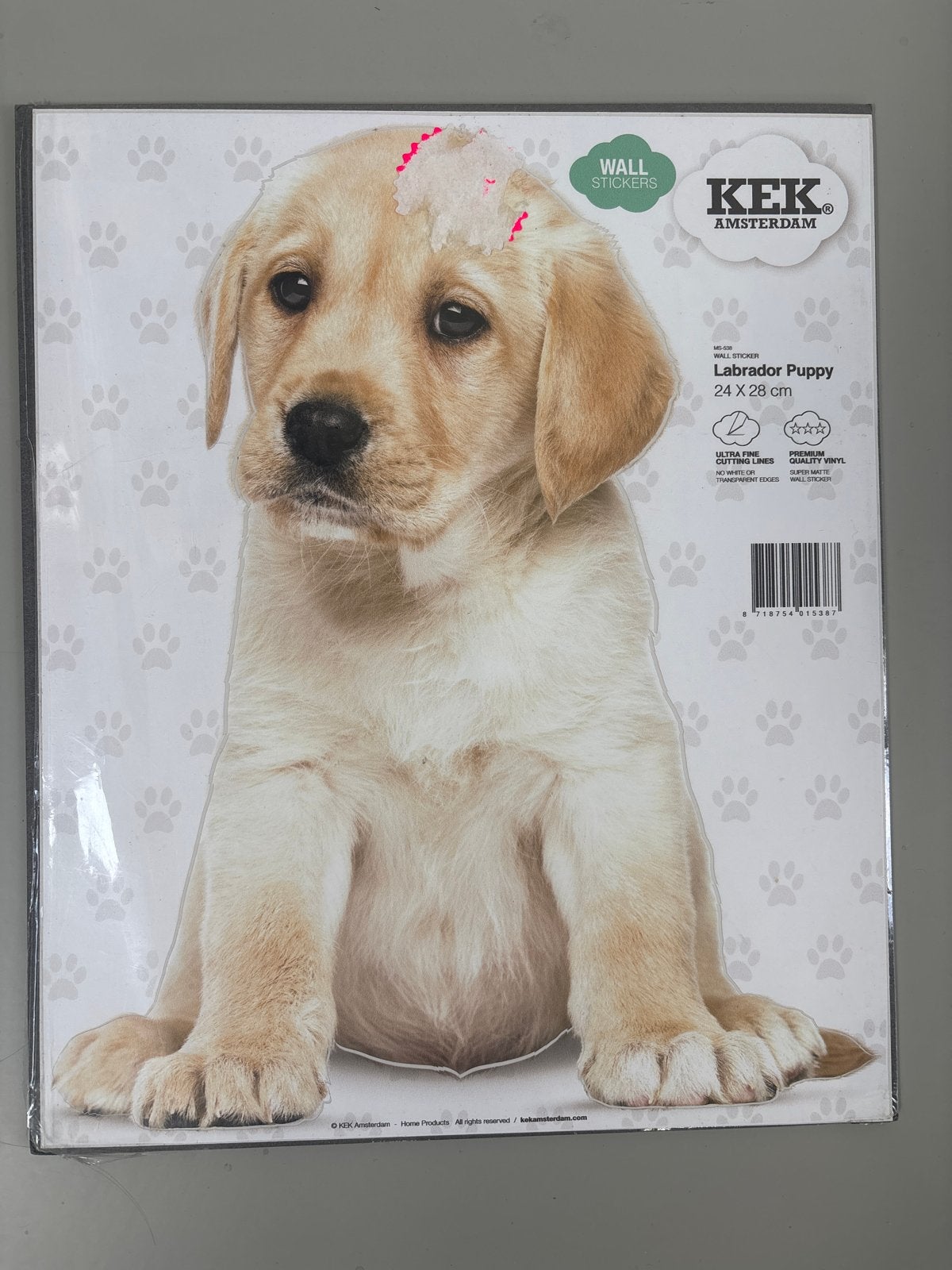 KEK Amsterdam Muursticker Labrador Puppy 24x28 cm, Ophalen of Verzenden, Nieuw, Dier en Natuur
