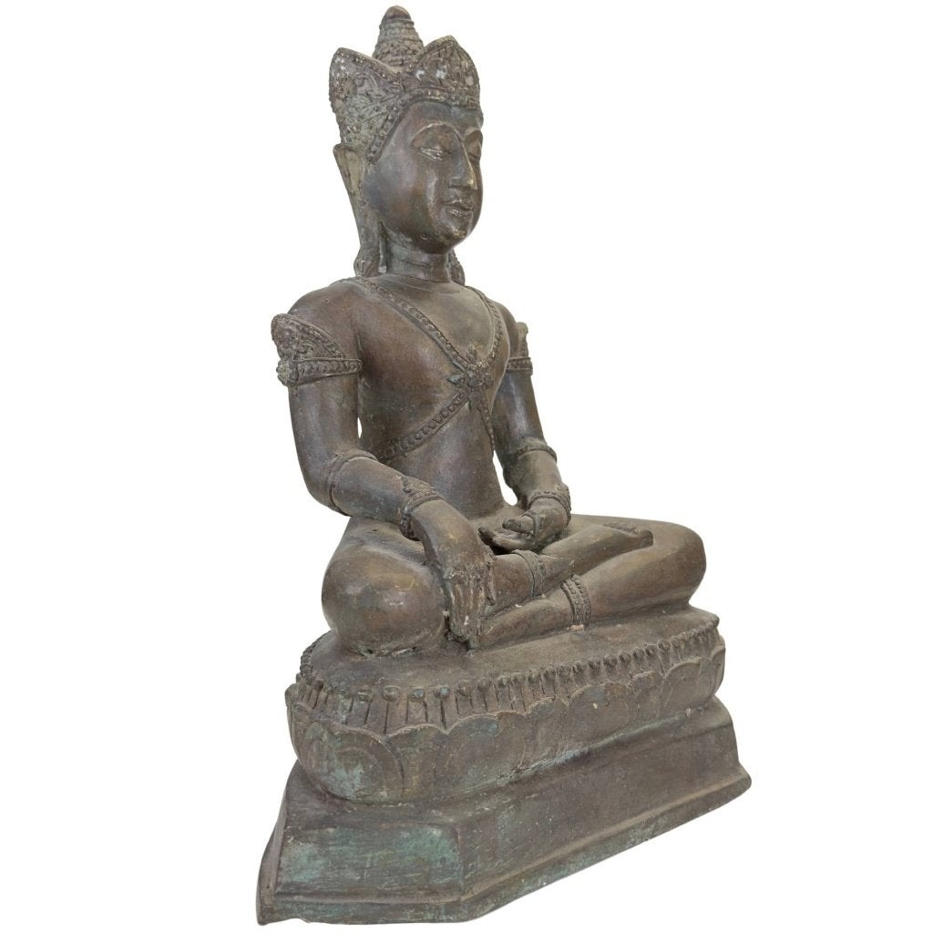 Boeddhabeeld – Thais brons – gekroond, Antiek en Kunst, Overige herkomsten, Ophalen of Verzenden, Beeld, Brons