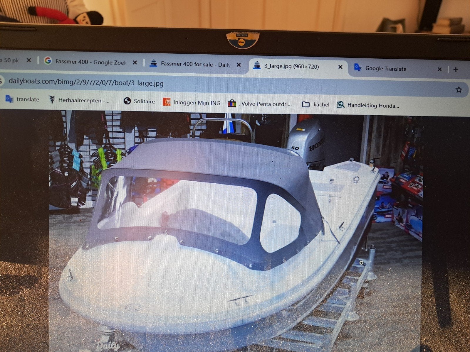 Console/vis boot Honda 50 pk met nieuwe trainer, Ophalen of Verzenden, Polyester