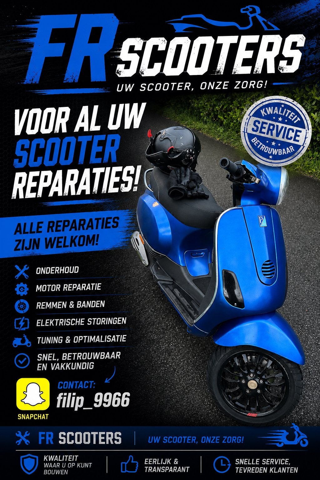 Scooter Reparatie & Onderhoud | FR Scooters, Ophalen