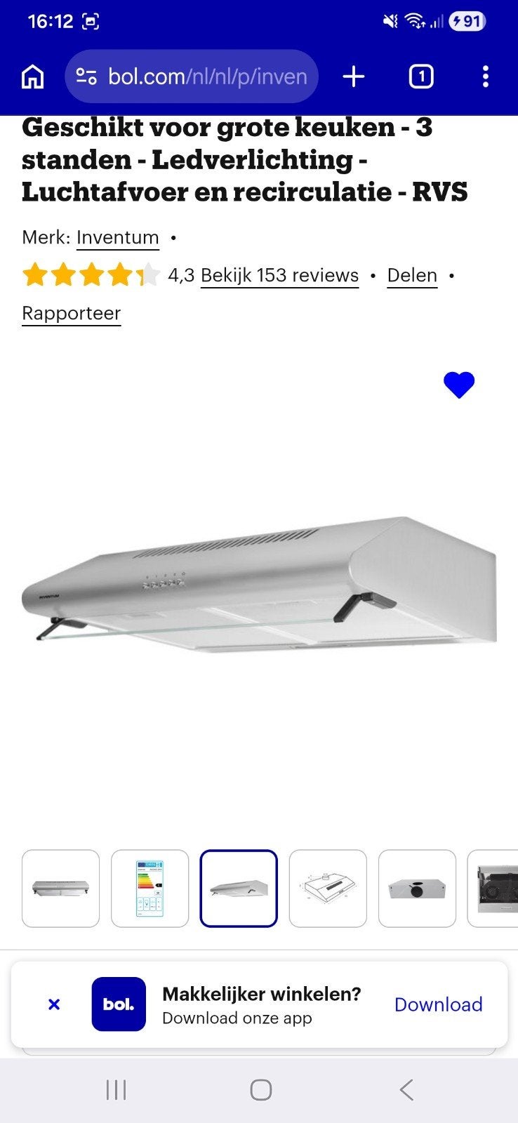 Inventum AKO6012RVS onderbouw afzuigkap 60 cm, Onderbouw afzuigkap, Nieuw, Ophalen of Verzenden, Inbouw