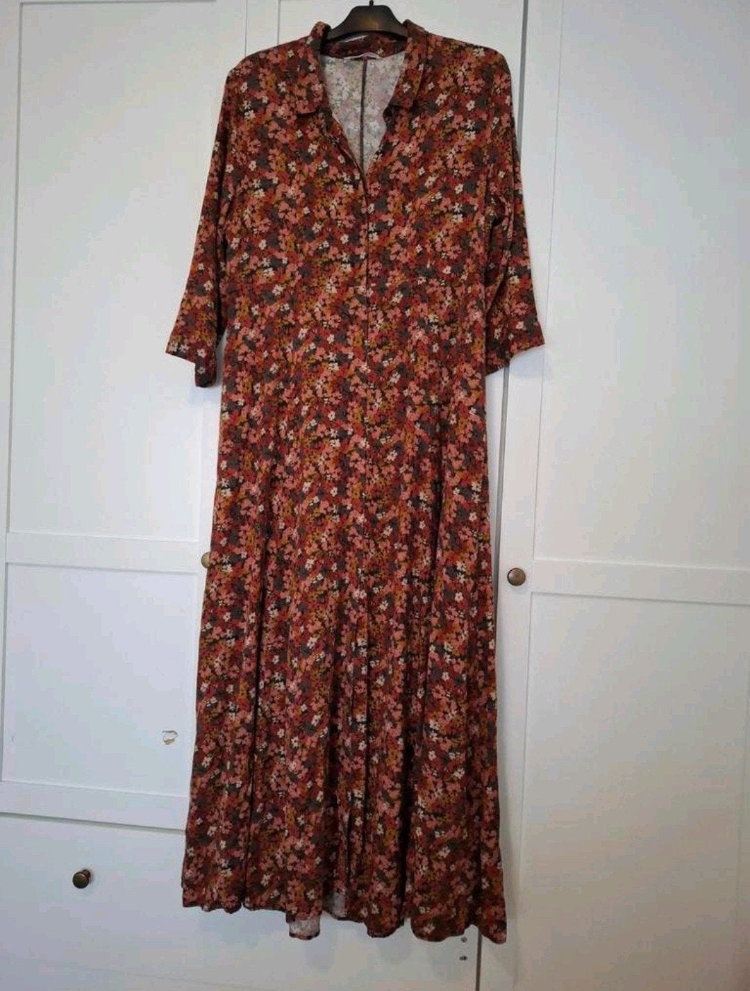 Camaïeu maxi jurk bloemenprint viscose maat 44, Camaïeu, Bruin, Maat 42/44 (L), Ophalen of Verzenden