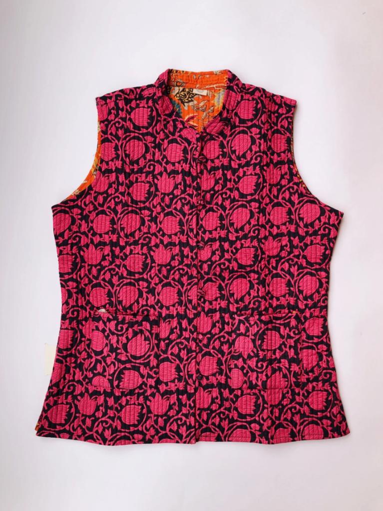 REVERSIBLE DAMES GILET ROZE/ORANJE - ONE SIZE (NIEUW), Kleding | Dames, Bodywarmers, Nieuw, Maat 38/40 (M), Oranje, Ophalen of Verzenden