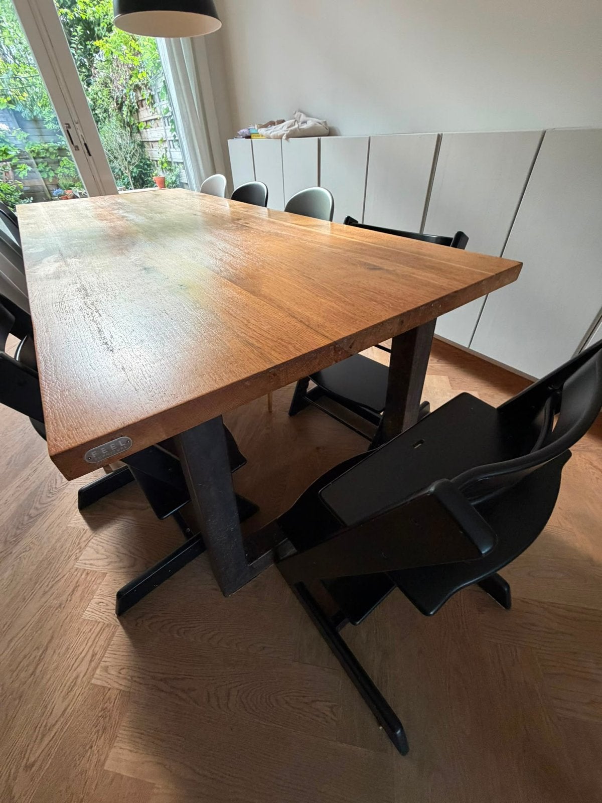 Massief eikenhouten eettafel - 240x99cm - Feel Furniture, Ophalen, Gebruikt, Eikenhout, 200 cm of meer