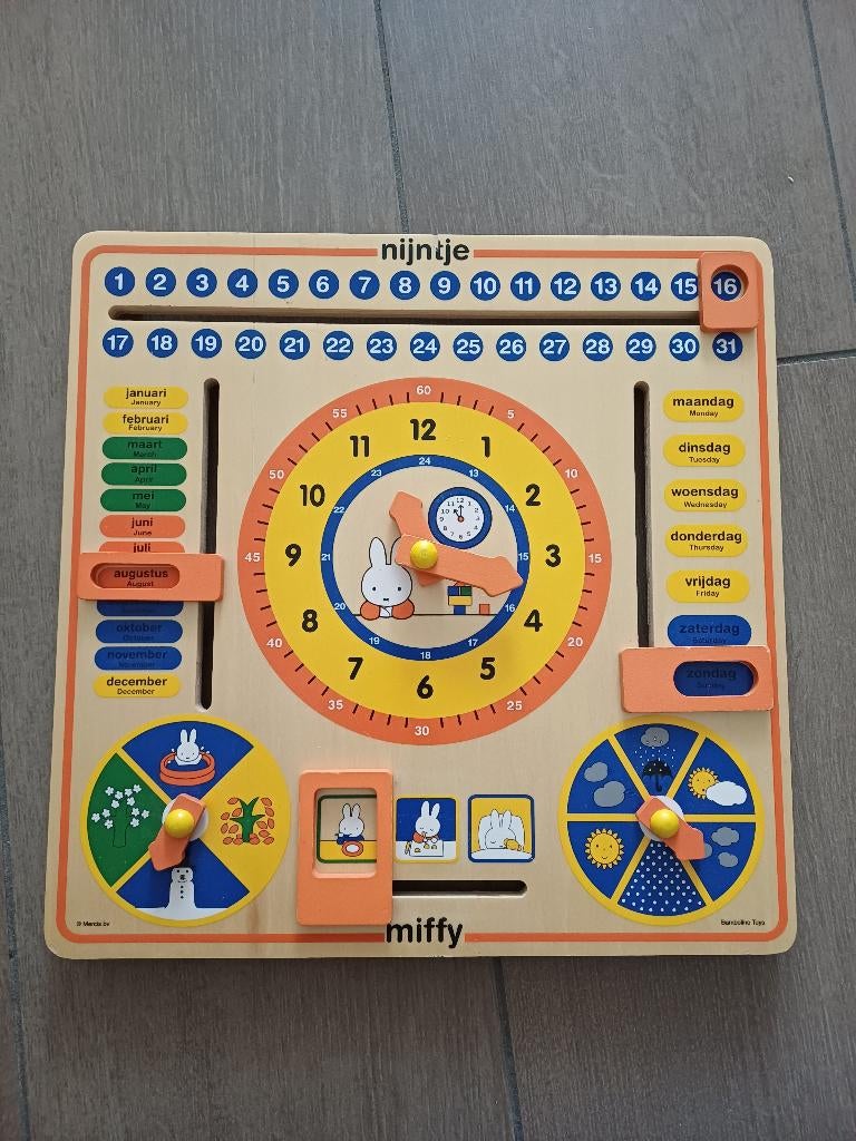Nijntje Houten Kalenderklok, Kinderen en Baby's, Speelgoed | Houten speelgoed, Ophalen of Verzenden, Gebruikt, Overige typen