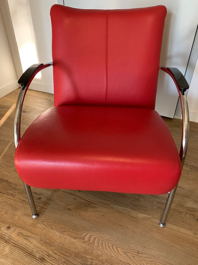 rode, leren stoel, Ophalen, Gebruikt, 75 tot 100 cm, Leer