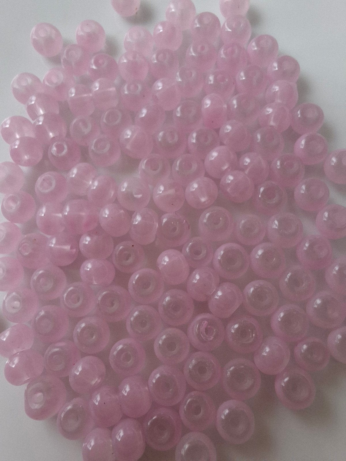129 stuks 4 mm glaskralen lichtroze roze kralen partij, Kraal, -, -, Nieuw