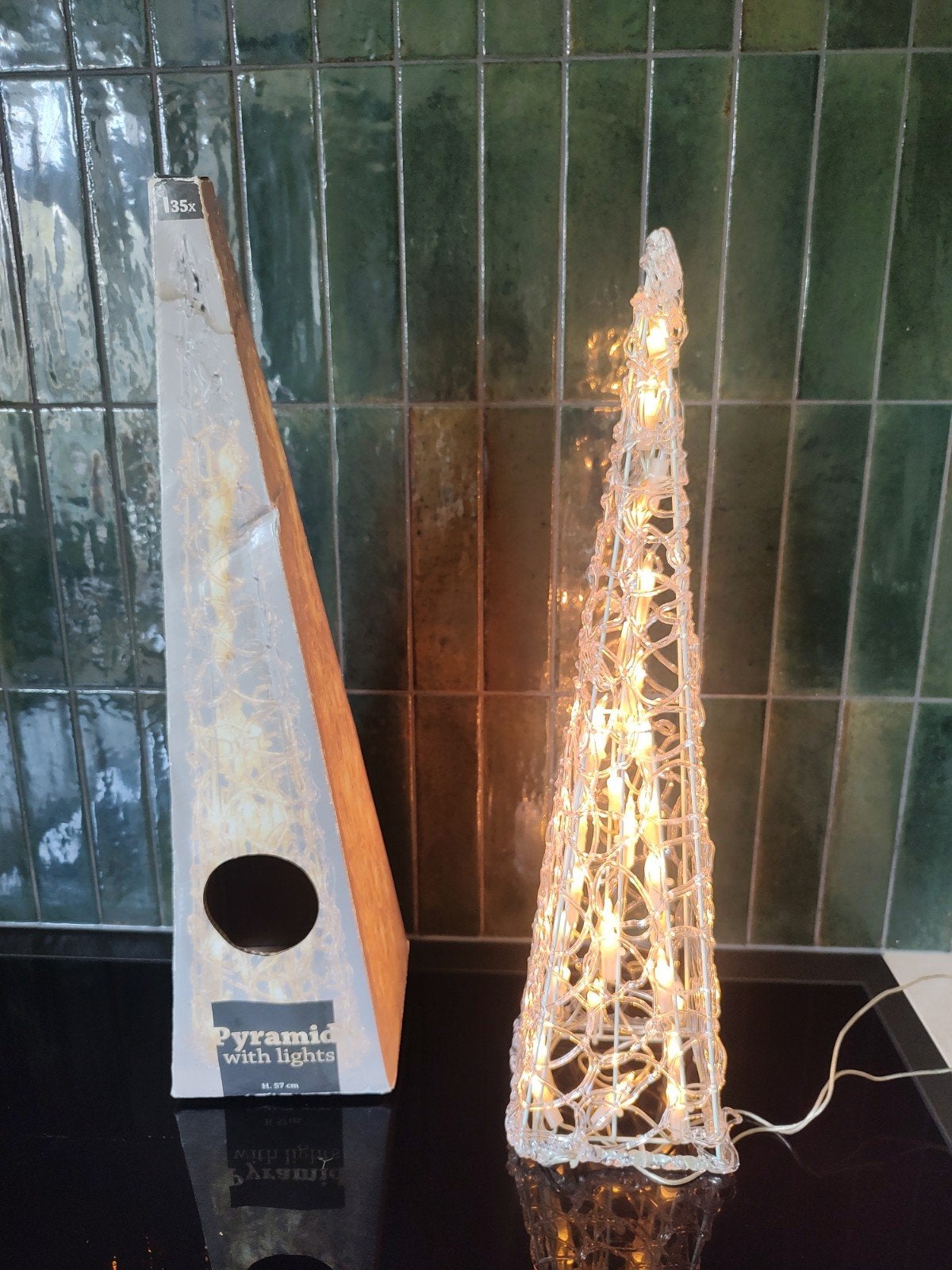 Decoratieve Lichtpiramide - 57 cm hoog, Gebruikt, Kunststof, Ophalen of Verzenden, Modern