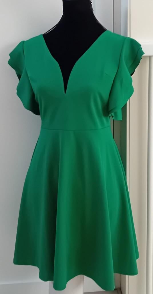 Jurk,groen,maat 38/40WalG,merk,chic,V hals,jurkje, Kleding | Dames, Maat 38/40 (M), Ophalen of Verzenden, Zo goed als nieuw, WalG
