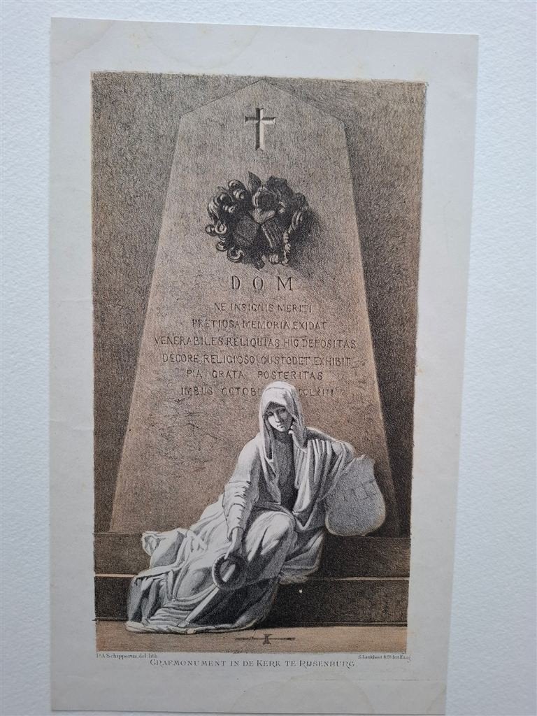 Grafmonument Rijsenburg, P A Schipperus, oude litho, Ophalen of Verzenden