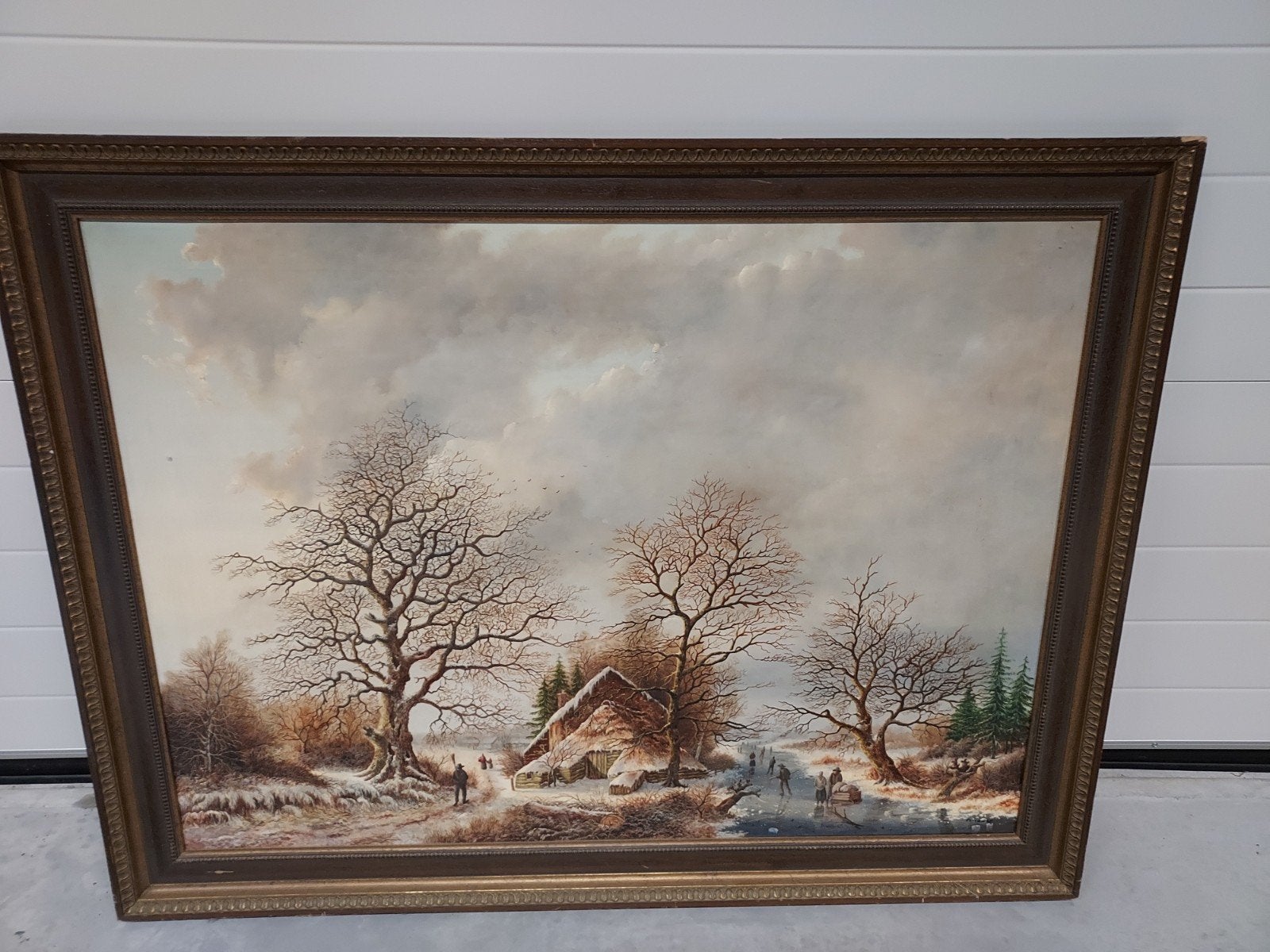 Prachtig groot winterlandschap, Ophalen, Oud hollands, Ingelijst, Landschap