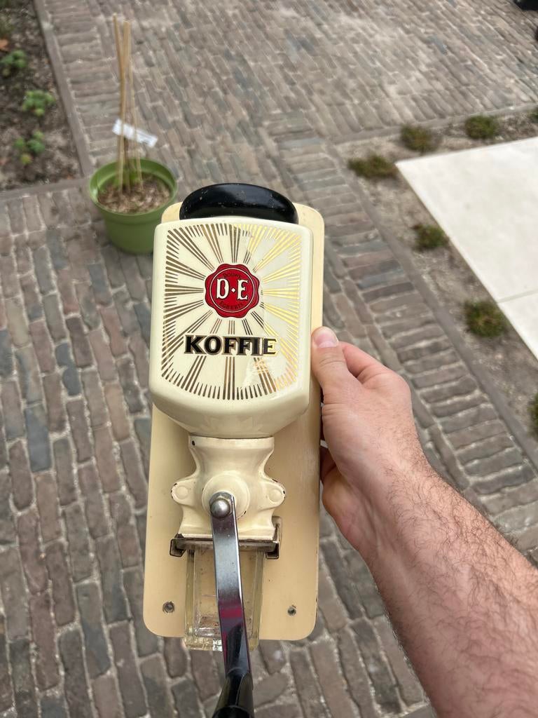 Vintage Douwe Egberts Koffiemolen - Glazen bakje defect, Ophalen of Verzenden