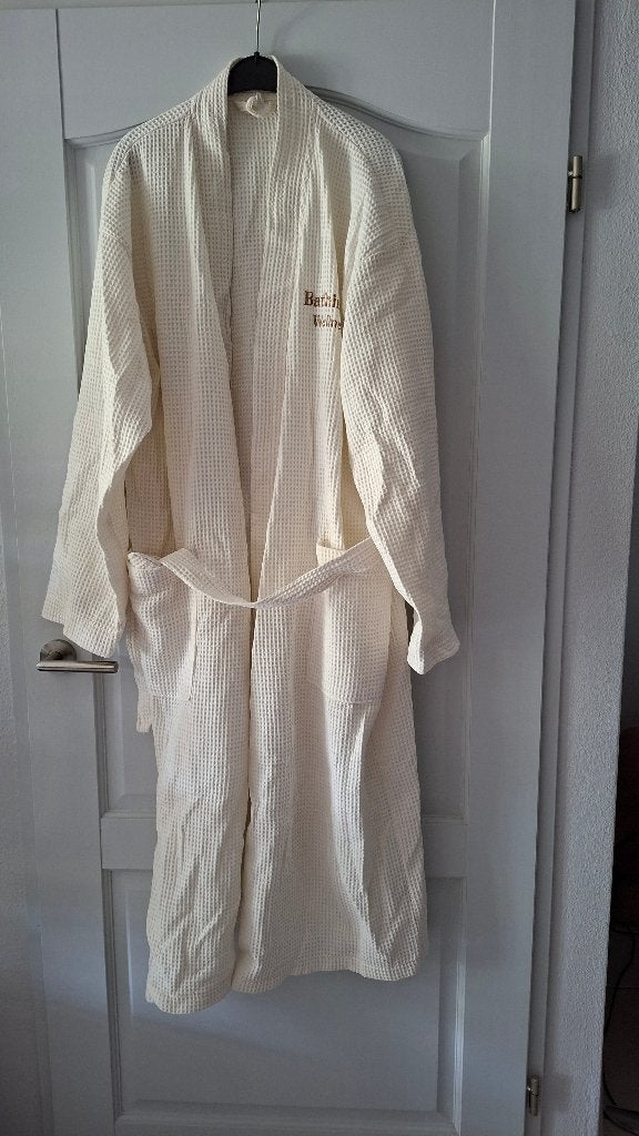 ZGAN Heren of dames Badjas wit ecru mt XL katoen, Verzenden, Zo goed als nieuw, Maat 46/48 (XL) of groter