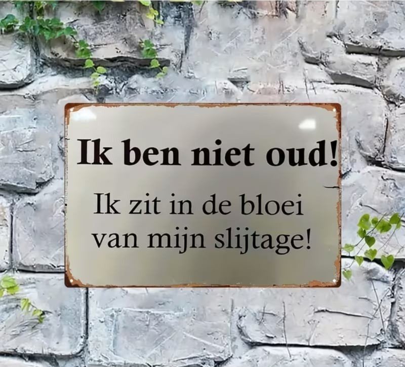 Tekstbordje Humor - ik ben niet oud , ik zit in de bloei van, Tekstbord, -, Nieuw, 20 cm