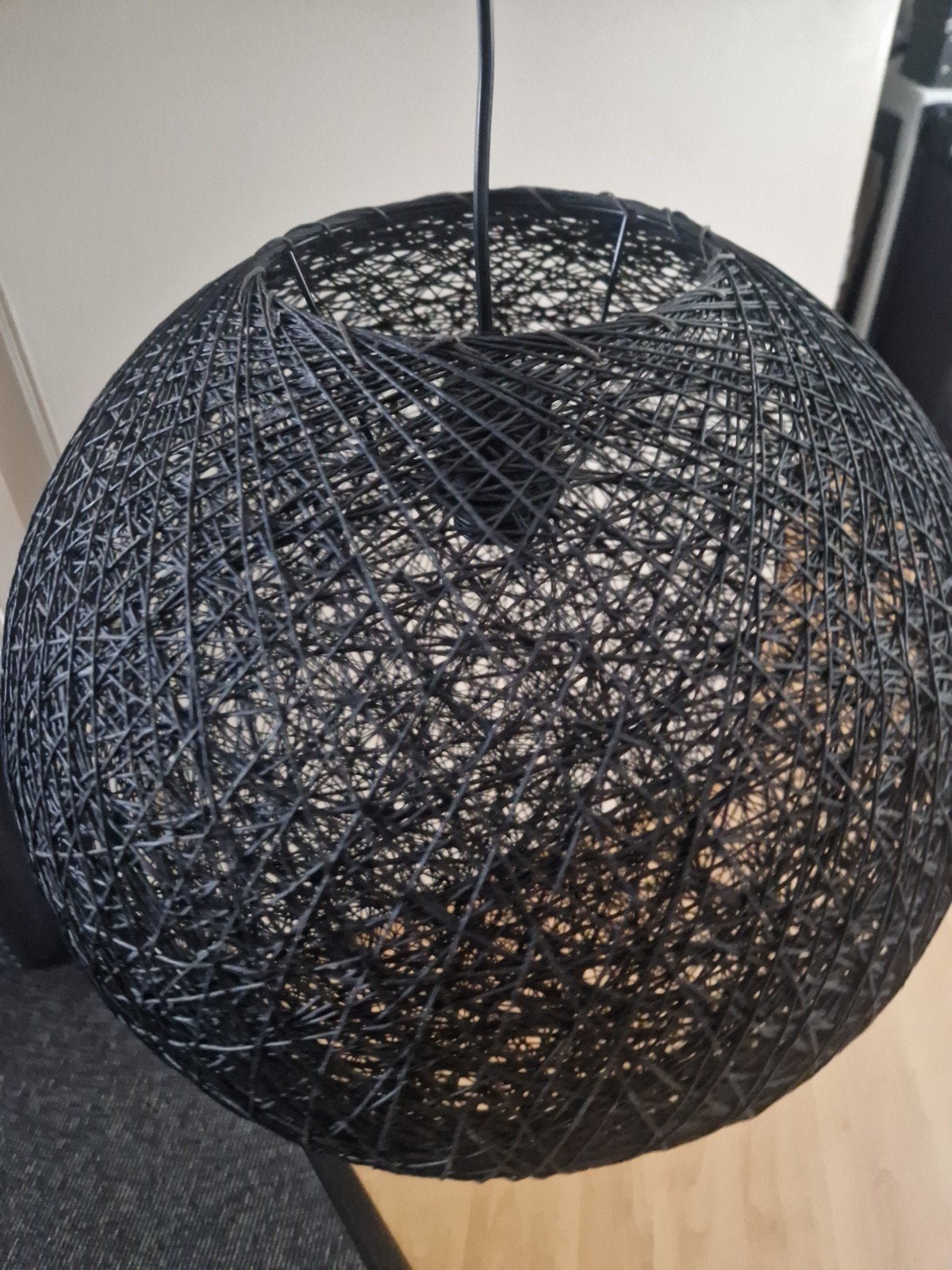Zwarte draadlamp, bolvormig, modern design, Ophalen, Overige materialen, Modern, Industrieel, E27 (groot)