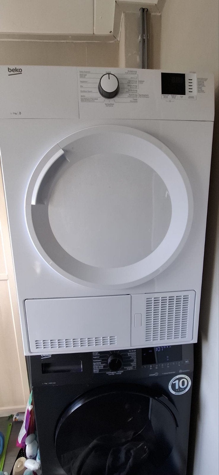 beko wasdroger 2 jaar oud, Ophalen, 6 tot 8 kg, Minder dan 85 cm, Zo goed als nieuw