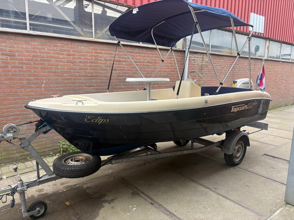 Topcraft 420 comfort honda 10pk 4takt  tafel bimini top, Ophalen, 10 tot 30 pk, Zo goed als nieuw, 3 tot 6 meter