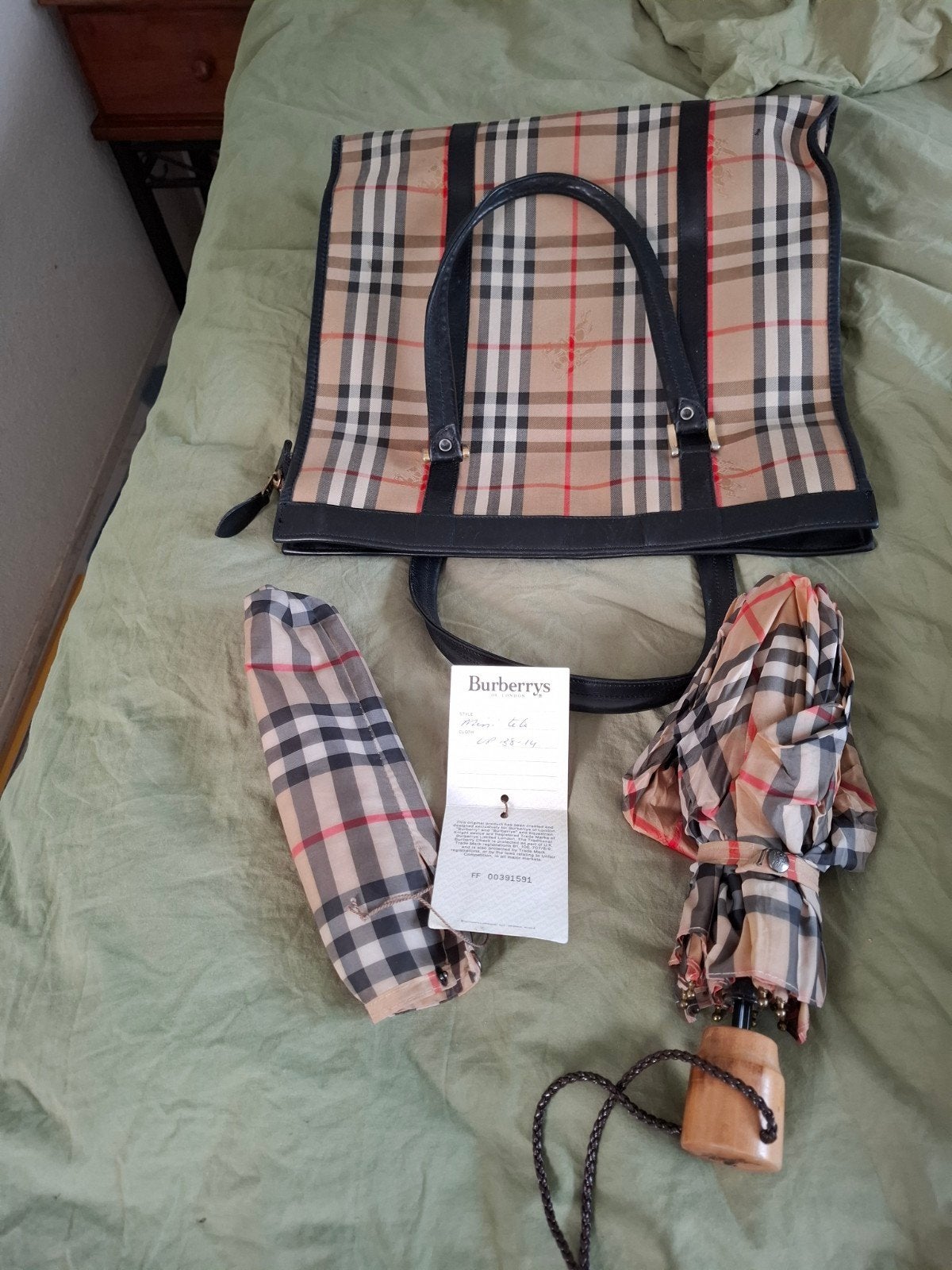 Burberrys tas met paraplu - Vintage set, Ophalen of Verzenden, Gebruikt, Beige, Shopper