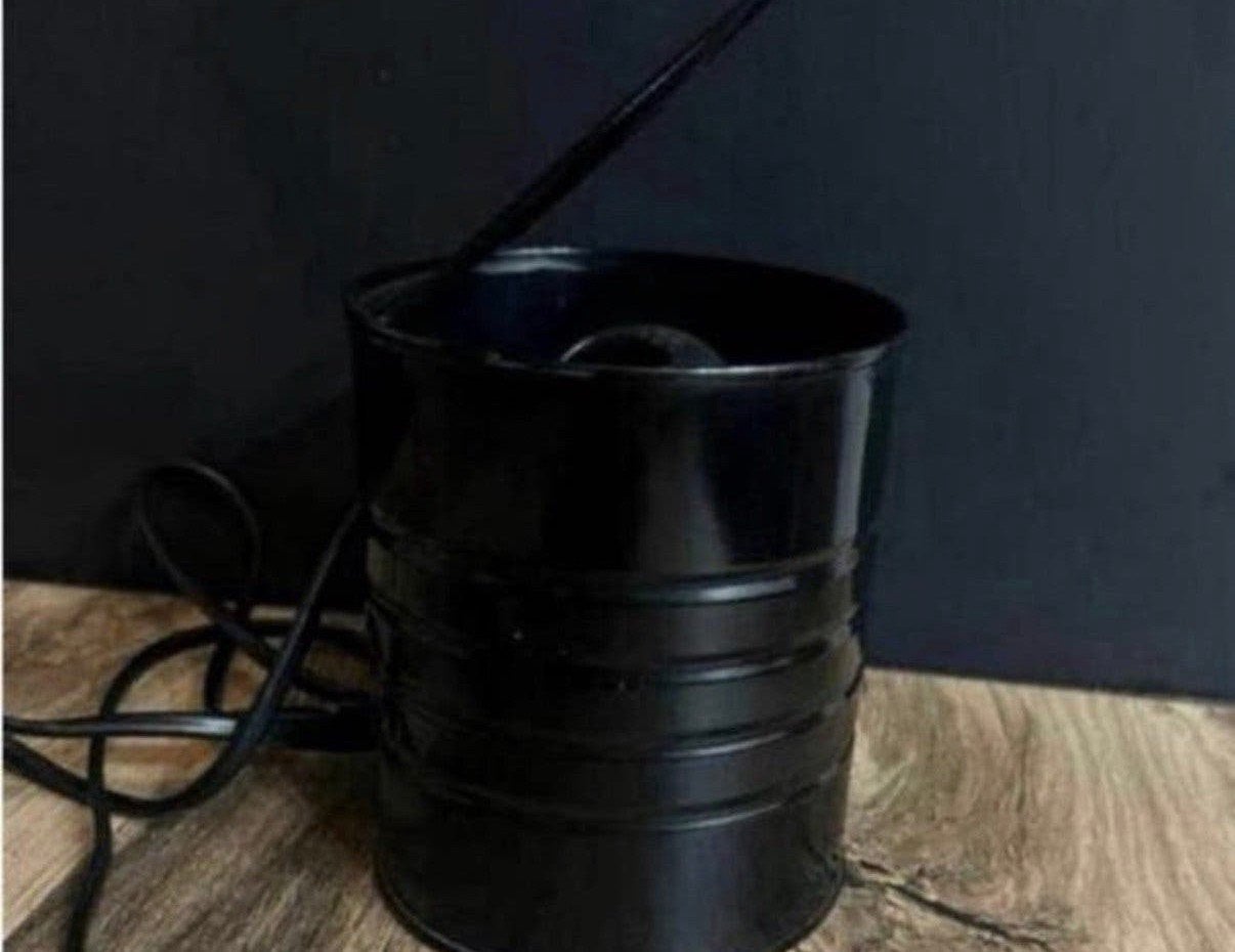 Vintage Vrieland tafellamp, blikje, zwart, jaren 80, Vintage, Ophalen of Verzenden, Zo goed als nieuw, Zwart
