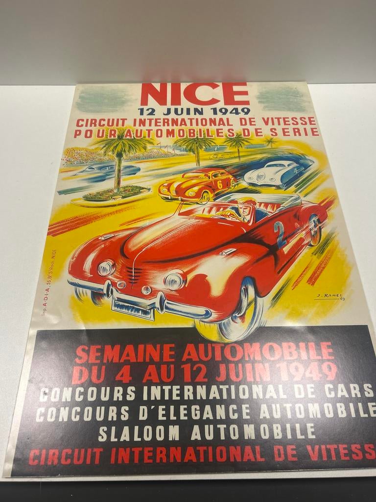 Vintage Nice Circuit International de Vitesse Poster 1949, Ophalen, Zo goed als nieuw, A1 t/m A3, Dier of Natuur