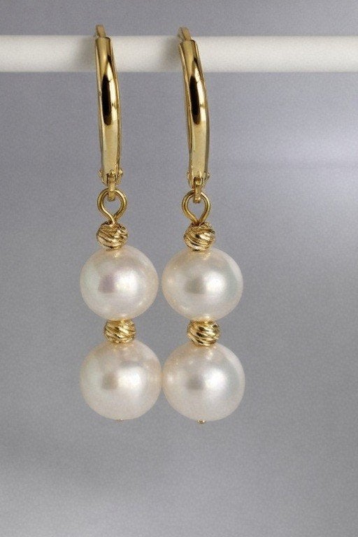 Prachtige Parel Oorbellen met witte Akoya parels, 14K, Sieraden, Tassen en Uiterlijk, Hangers, Wit, Nieuw, Ophalen of Verzenden