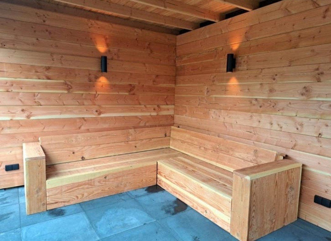 Zeer mooie bank douglas hoekbank loungebanken tuinbank, Ophalen of Verzenden, Nieuw, Hout