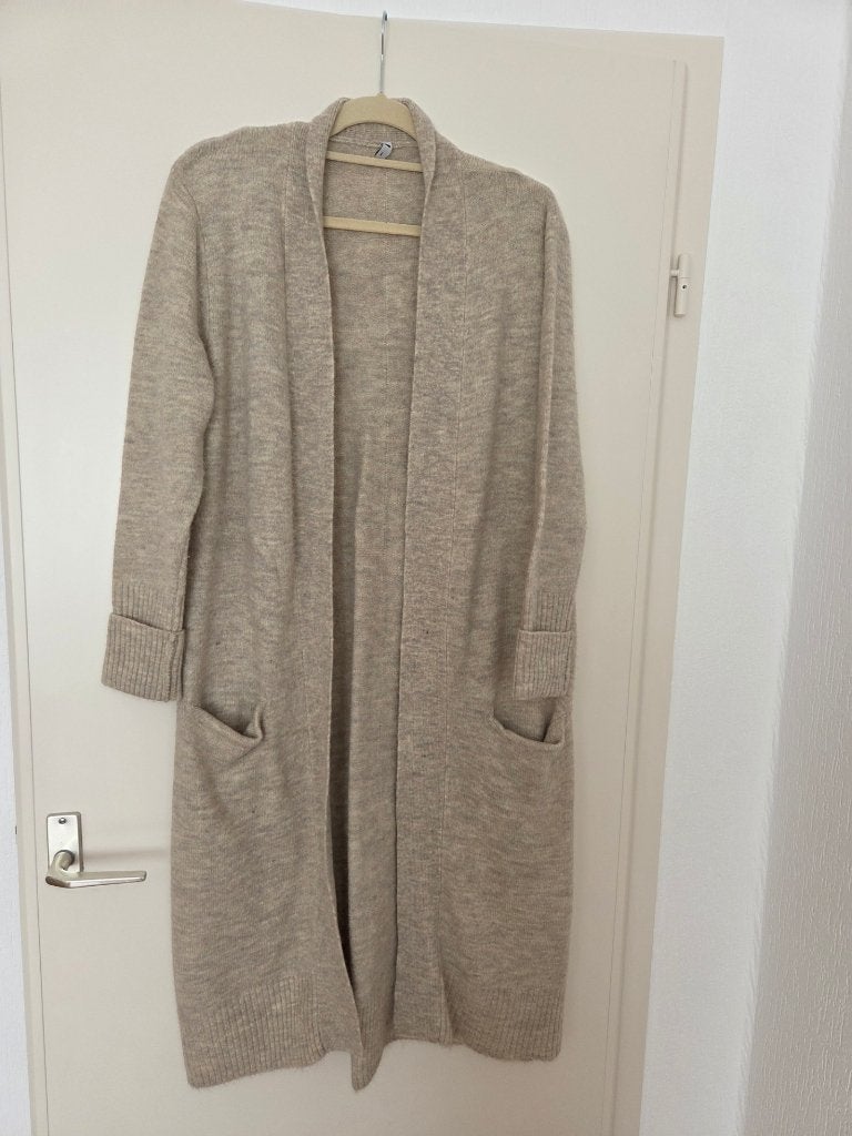 HEMA Lang Gebreid Vest / Cardigan maat L, Verzenden, Beige, Maat 42/44 (L), Nieuw