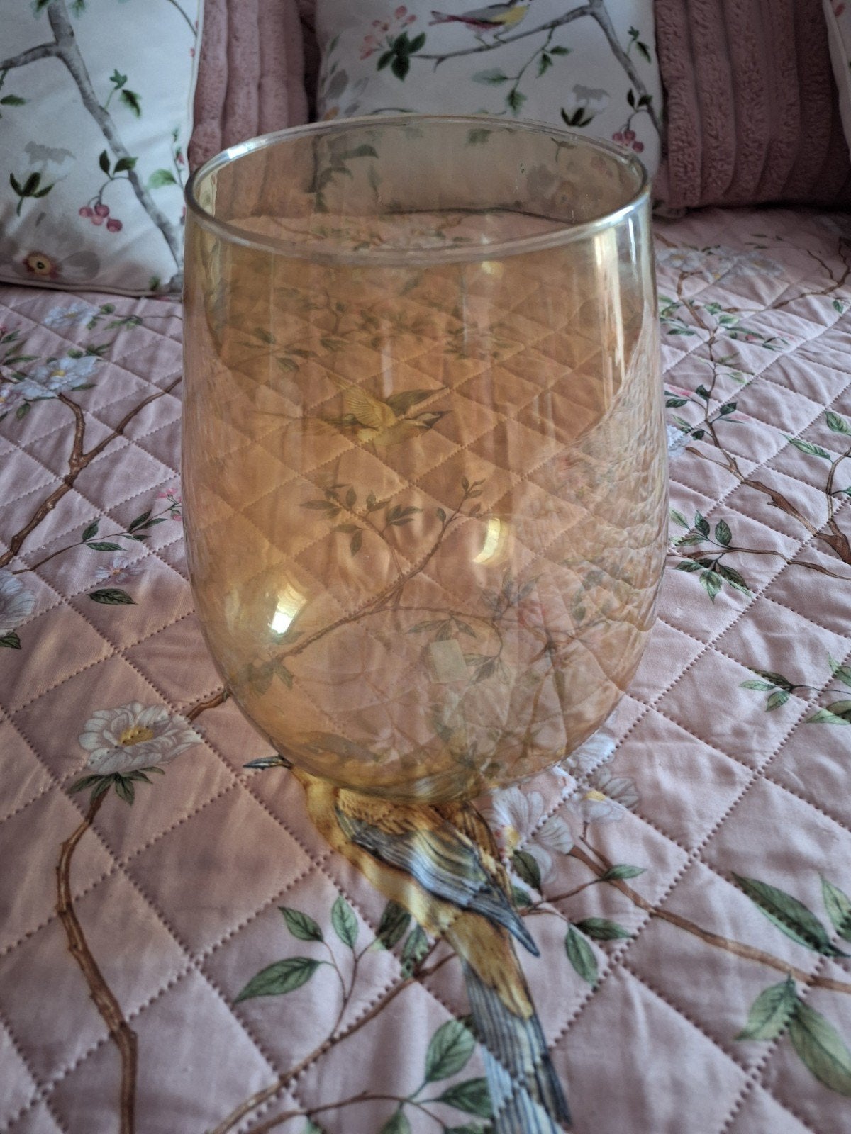 Grote okergeel kleurige glazen vaas, Ophalen, Gebruikt, Glas