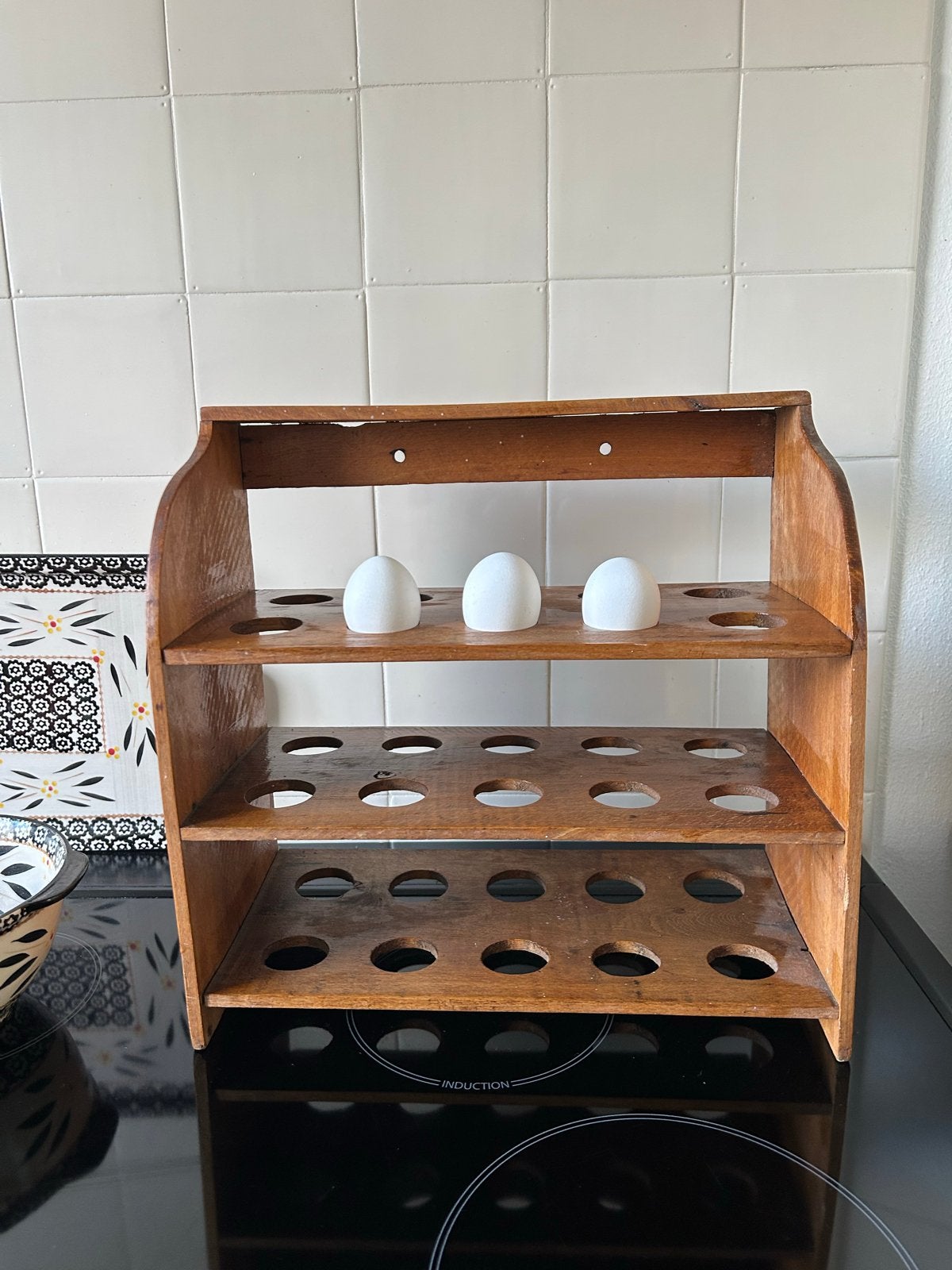 Brocant houten eierrek voor 18 eieren, Ophalen of Verzenden