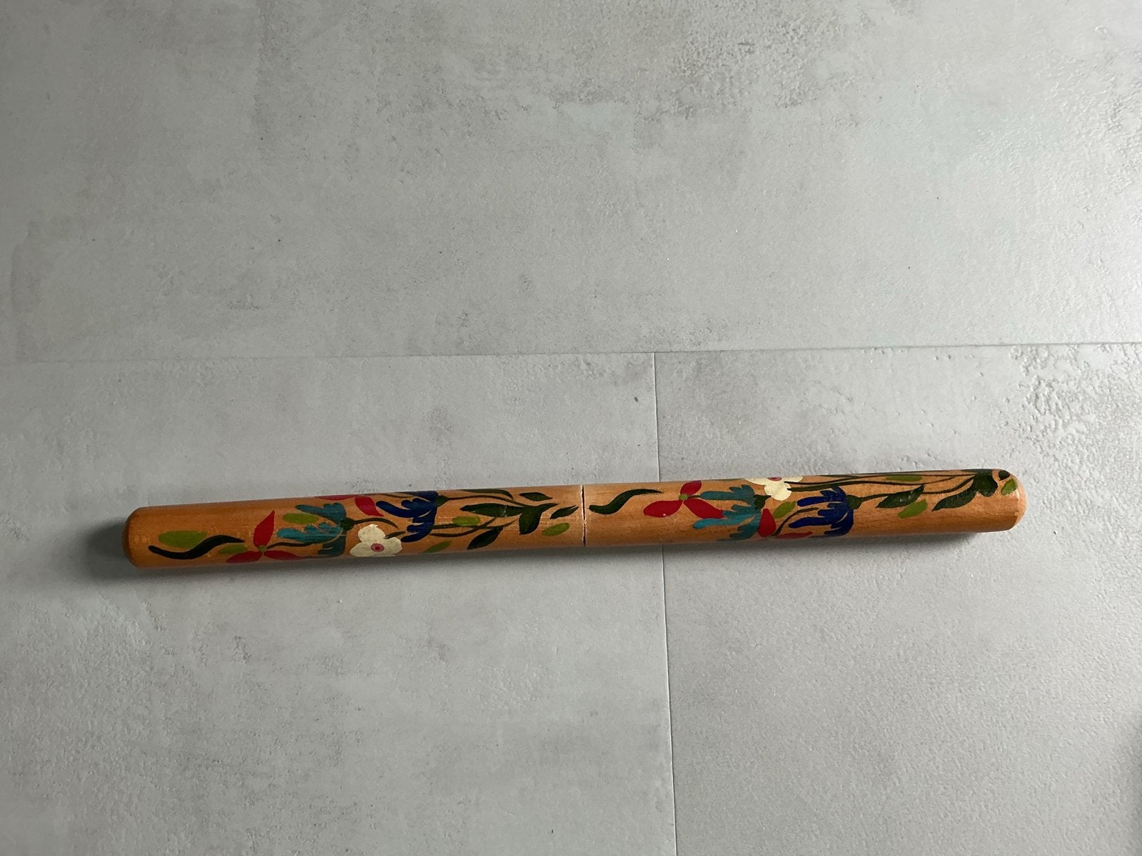 Houten breinaalden koker  met bloemenprint, Antiek en Kunst, Ophalen of Verzenden