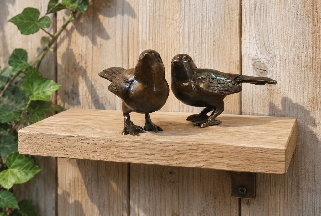 2 MUSJES / BRONS / vogel, Dierenbeeld, Nieuw, Info@huisentuindecoratiemarie.nl, Huis en tuin decoratie marie